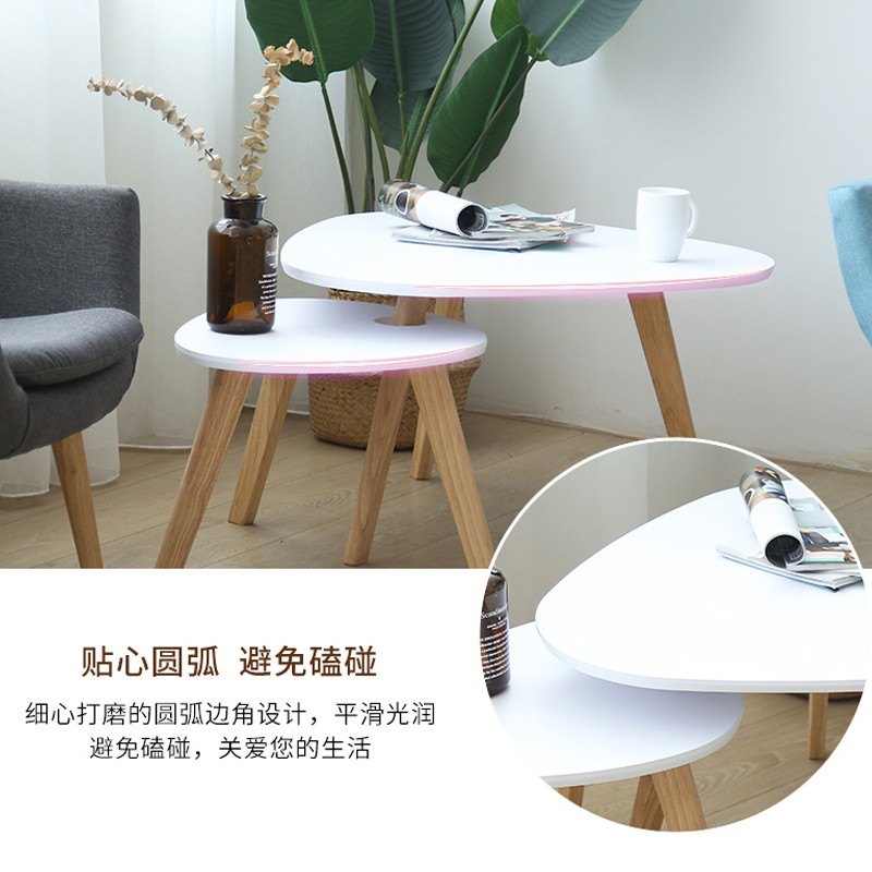 實(shí)木高低三角陽臺小茶幾